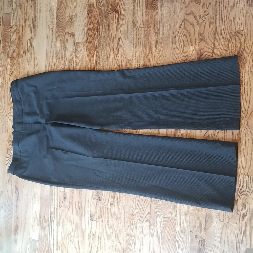 (14)Renuar Pinstriped Wide Leg Trousers Office Classical Workwear Business